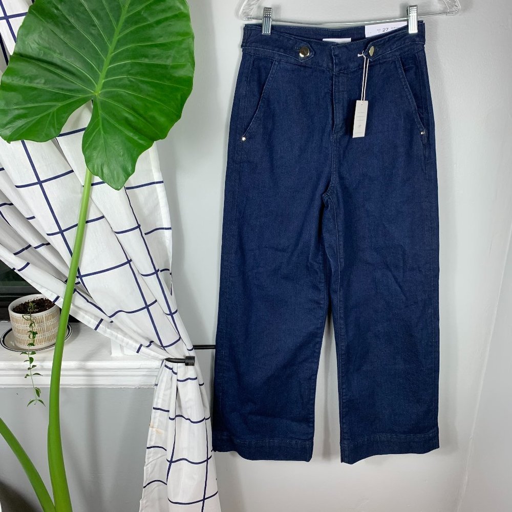 Loft High Rise Wide Leg Crop Jeans Blue Size 4 - Picture 2 of 5